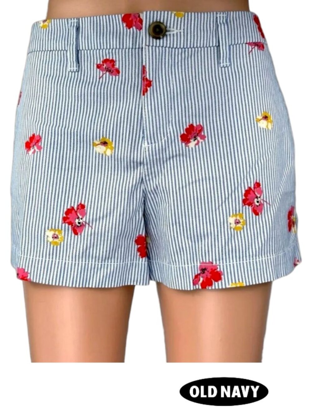 Old Navy 4 Every Day Shorts White Blue Stripe Floral